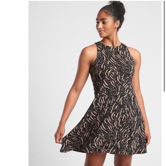 Athleta Santorini Thera Abstract Print Dress Sleeveless Fit & Flare Swing Size L - Picture 1 of 14